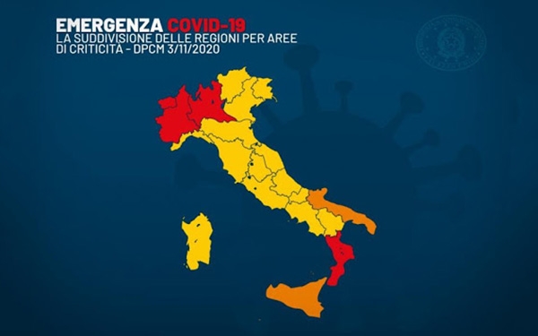 COVID19: il nuovo DPCM dal 6 novembre divide l&#039;Italia in tre zone
